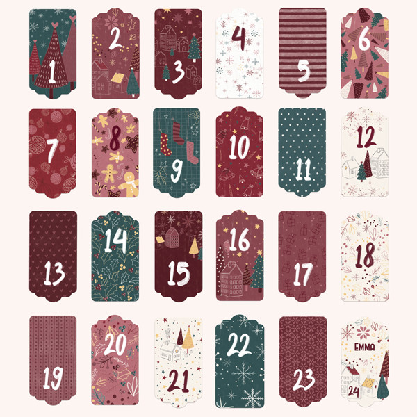 Calendario dell'avvento - DIY da riempire - Burgundy Christmas